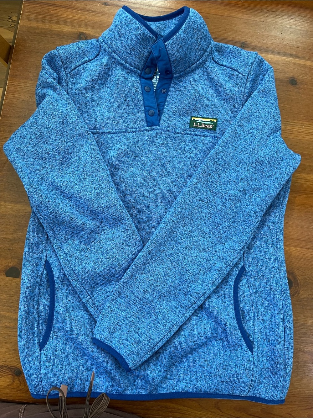 L.L. Bean Women’s Heathered Blue Fleece Pullover Sweater
